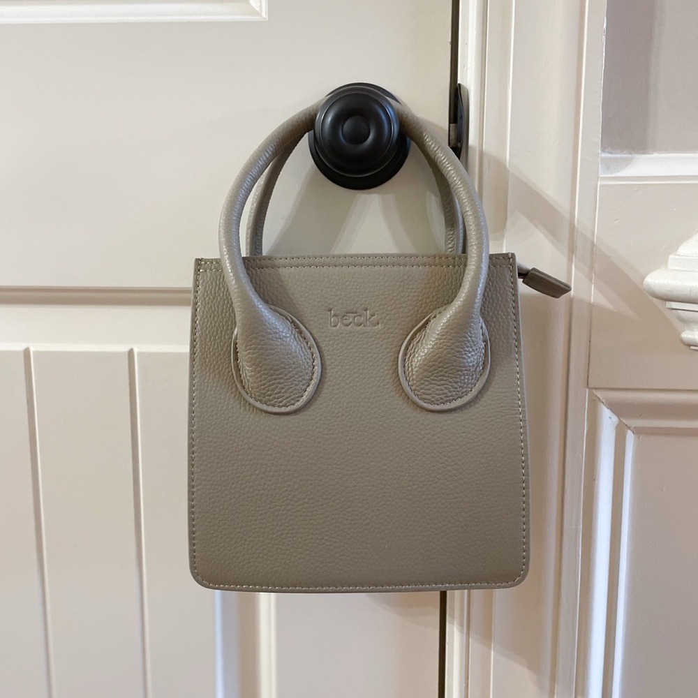 BECK Pixie leather mini bag Taupe Women's Handbag with belt NWOT